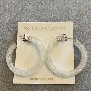 Kendra Scott Sonnie Sterling Silver & Rainbow Moonstone Resin Hoop Earrings NWT